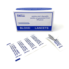Disposable Stainless Steel Lancets Individually Foil Wrapped Box of 200