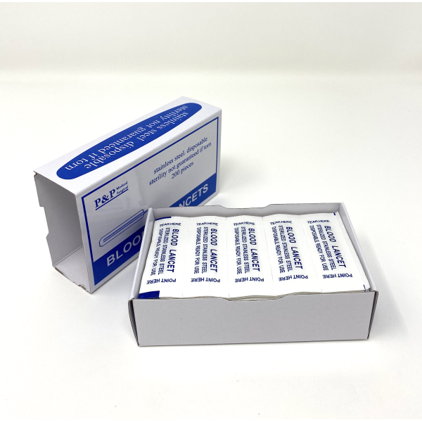 Disposable Stainless Steel Lancets Individually Foil Wrapped Box of 10 000