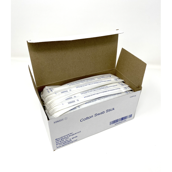 Sterile Cotton Tipped Applicator Swabstick 6" Box of 100