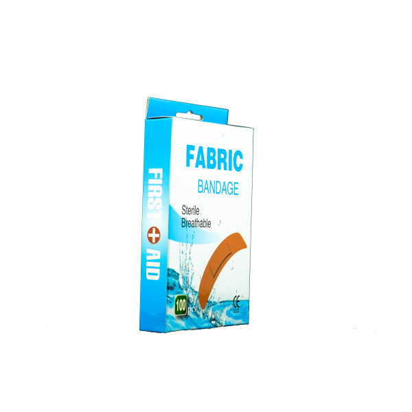 Band Aid Sterile 3/4" x 3" Flexible Fabric Self Adhesive Bandages with Non-Stick Pad for Wound Care and First Aid Skin Color Box of 100