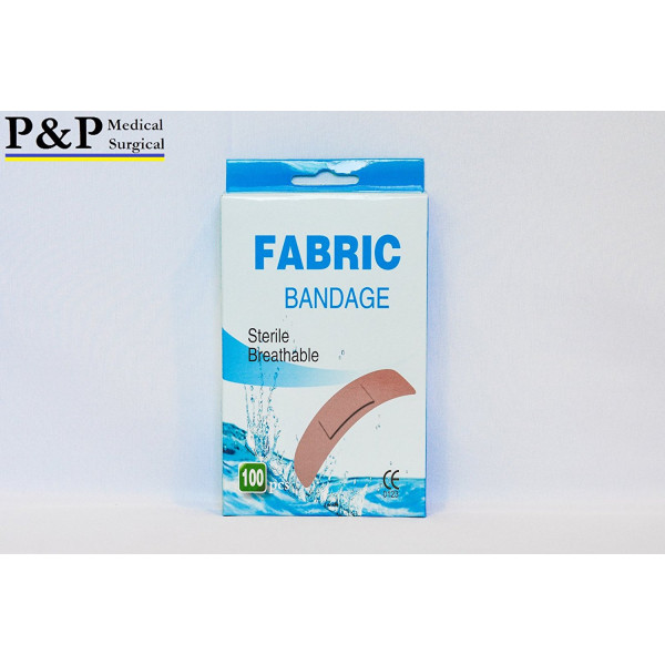 Band Aid Sterile 3/4" x 3" Flexible Fabric Self Adhesive Bandages with Non-Stick Pad for Wound Care and First Aid Skin Color Box of 100