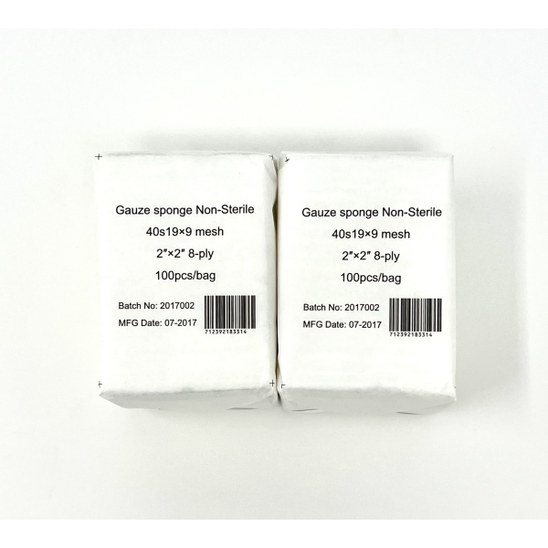 Gauze Surgical Sponges Cotton NON STERILE Woven 8-ply High Grade Quality 2"x2" Class I(a) All Purpose Pads Pack of 100