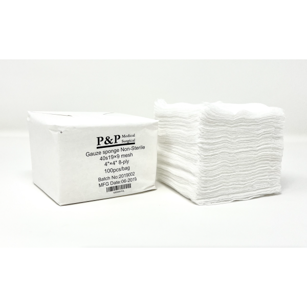 Gauze Surgical Sponges Cotton NON STERILE Woven 8-ply High Grade Quality 4"x4" Class I(a) All Purpose Pads Pack of 100