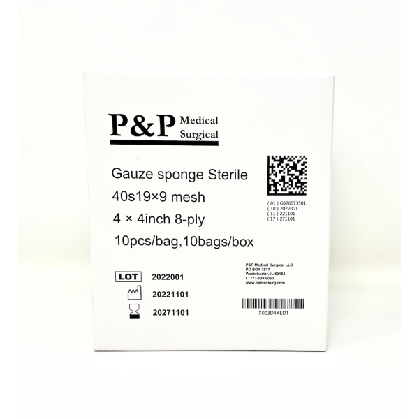 Gauze Surgical Sponges Cotton STERILE Woven 8-ply High Grade Quality 4"x4" Class I(a) All Purpose Pads Case of 2000