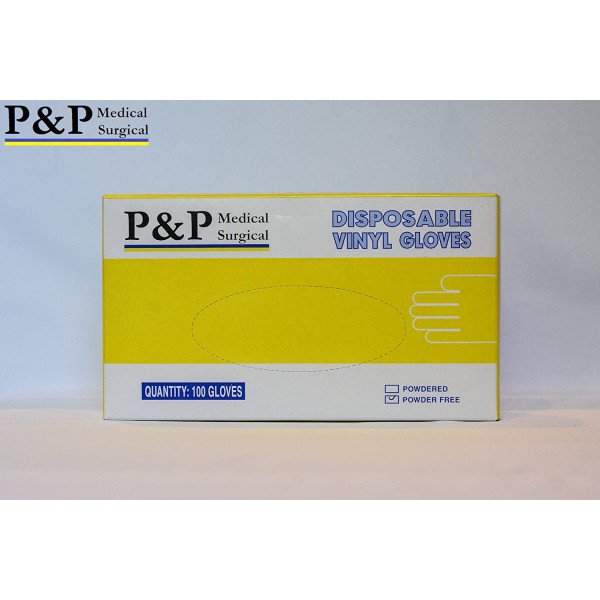 Disposable Vinyl Gloves Powder & Latex Free Medical Exam Grade Hypoallergenic Highest Quality Large Size L Box of 100