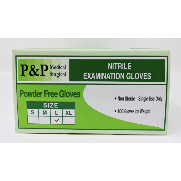 Disposable Nitrile Gloves Powder & Latex Free Medical Exam Grade Hypoallergenic Highest Quality Large Size L Box of 100