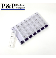 Weekly AM/PM Pill Box Portable Travel Prescription & Medication Pill Case Organizer (7-Day / 4-Times-A-Day) with Large Removable Compartments and Moisture-Proof Design Case of 60