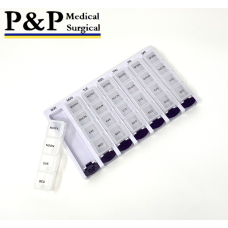 Weekly AM/PM Pill Box Portable Travel Prescription & Medication Pill Case Organizer (7-Day / 4-Times-A-Day) with Large Removable Compartments and Moisture-Proof Design Box of 10