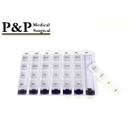 Weekly AM/PM Pill Box Portable Travel Prescription & Medication Pill Case Organizer (7-Day / 4-Times-A-Day) with Large Removable Compartments and Moisture-Proof Design Box of 30