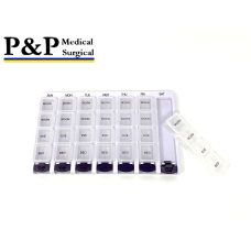 Weekly AM/PM Pill Box Portable Travel Prescription & Medication Pill Case Organizer (7-Day / 4-Times-A-Day) with Large Removable Compartments and Moisture-Proof Design Box of 30