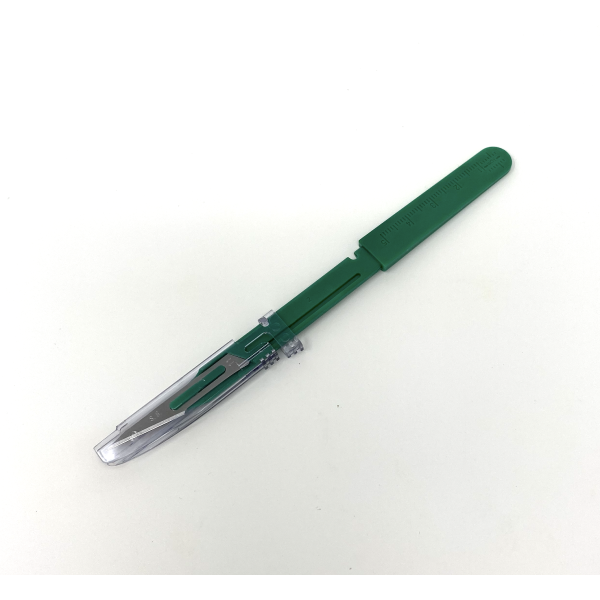 Disposable Safety Scalpels Sterile Surgical Blade Size 11 Stainless Steel with Plastic Handle & Metric Line Individually Foil Wrapped Box of 20