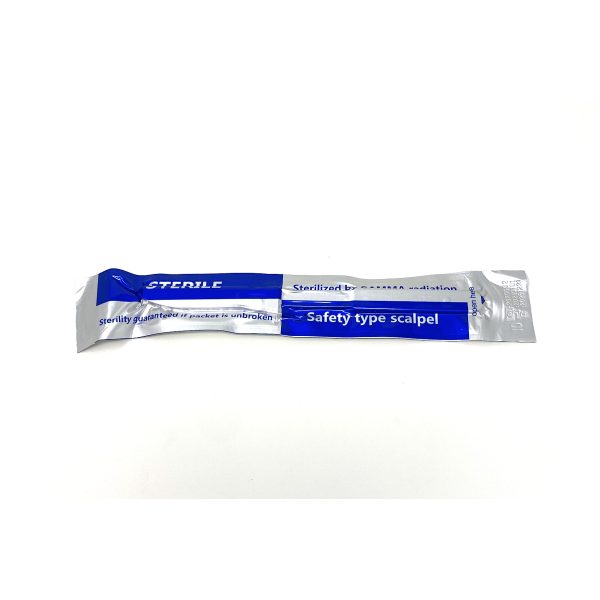 Disposable Safety Scalpels Sterile Surgical Blade Size 10 Stainless Steel with Plastic Handle & Metric Line Individually Foil Wrapped Box of 100