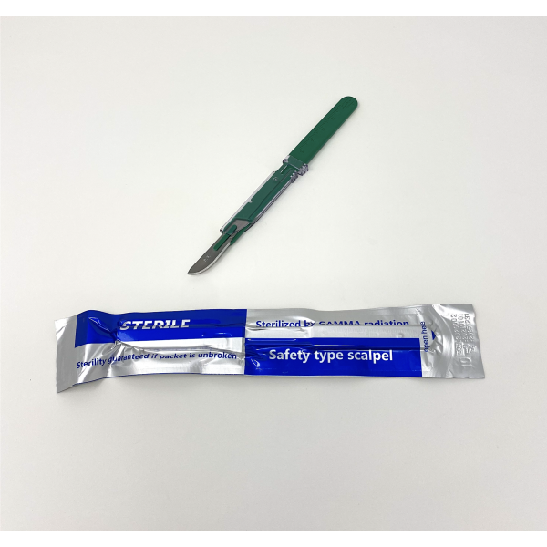 Disposable Safety Scalpels Sterile Surgical Blade Size 10 Stainless Steel with Plastic Handle & Metric Line Individually Foil Wrapped Case of 500