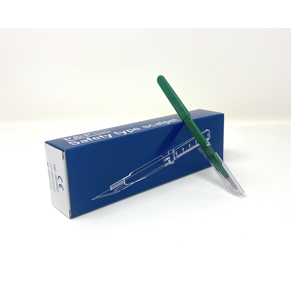 Disposable Safety Scalpels Sterile Surgical Blade Size 15 Stainless Steel with Plastic Handle & Metric Line Individually Foil Wrapped Box of 20