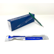Disposable Safety Scalpels Sterile Surgical Blade Size 15 Stainless Steel with Plastic Handle & Metric Line Individually Foil Wrapped Box of 50