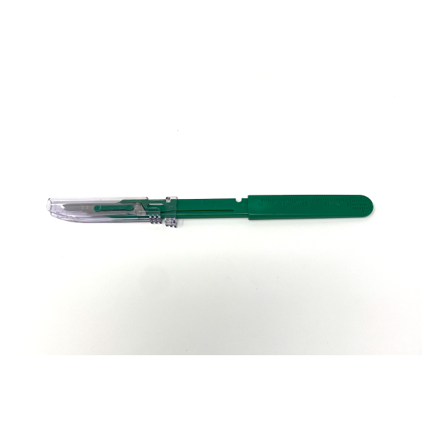 Disposable Safety Scalpels Sterile Surgical Blade Size 15 Stainless Steel with Plastic Handle & Metric Line Individually Foil Wrapped Case of 500