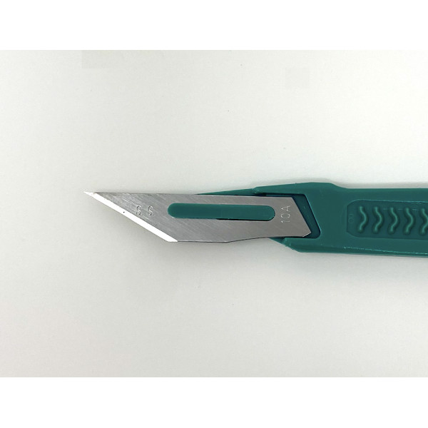Disposable Scalpels Sterile Surgical Blade Size 10A Stainless Steel with Plastic Handle & Metric Line Individually Foil Wrapped Box of 10