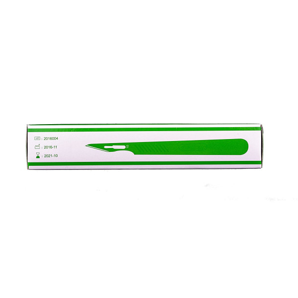 Disposable Scalpels Sterile Surgical Blade Size 12 Stainless Steel with Plastic Handle & Metric Line Individually Foil Wrapped Box of 50