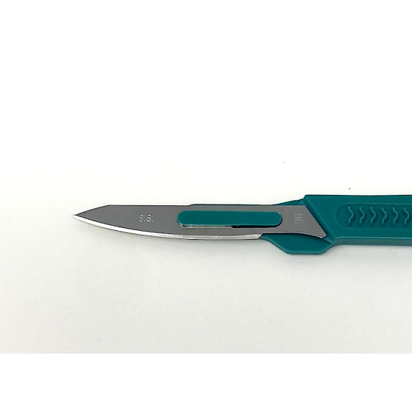 Disposable Scalpels Sterile Surgical Blade Size 36 Stainless Steel with Plastic Handle & Metric Line Individually Foil Wrapped Box of 10