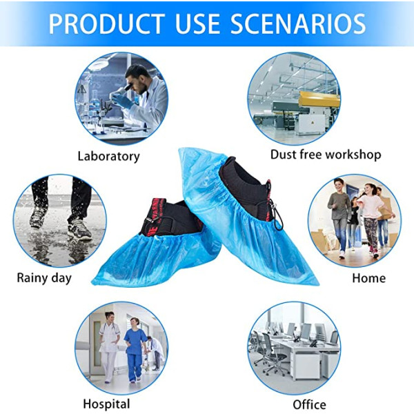 Disposable Shoe & Working Boot Covers Waterproof Durable Non-Slip Resistant Polypropylene for Healthcare & Medical Offices Indoor Carpet Floor Protection Universal Size Box of 100 (50 Pairs)