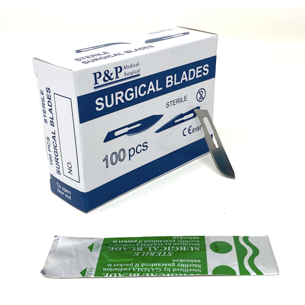 Disposable Surgical Scalpel Blades Sterile High Grade Carbon Steel 2.1% 10xx Individually Foil Wrapped Size 10 Box of 100