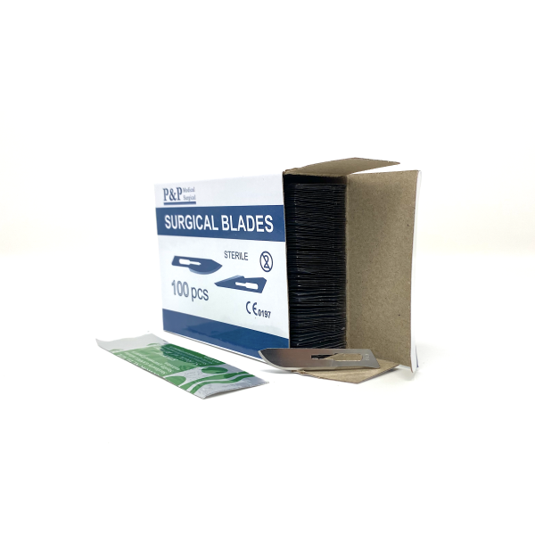 Disposable Surgical Scalpel Blades Sterile High Grade Carbon Steel 2.1% 10xx Individually Foil Wrapped Size 10 Box of 100