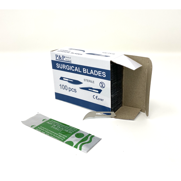 Disposable Surgical Scalpel Blades Sterile High Grade Carbon Steel 2.1% 10xx Individually Foil Wrapped Size 12 Box of 100