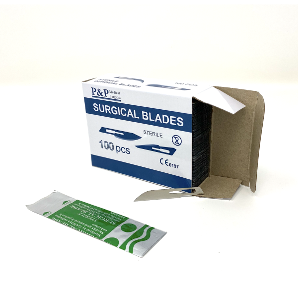 Disposable Surgical Scalpel Blades Sterile High Grade Carbon Steel 2.1% 10xx Individually Foil Wrapped Size 14 Case of 5000