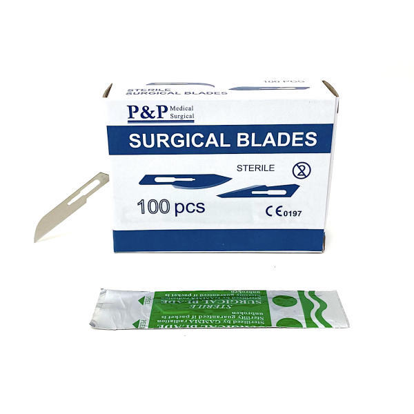 Disposable Surgical Scalpel Blades Sterile High Grade Carbon Steel 2.1% 10xx Individually Foil Wrapped Size 14 Box of 100
