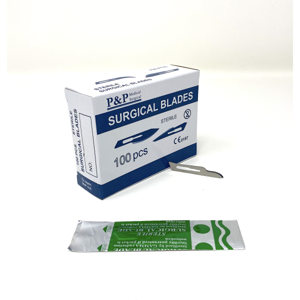 Disposable Surgical Scalpel Blades Sterile High Grade Carbon Steel 2.1% 10xx Individually Foil Wrapped Size 15 Box of 100