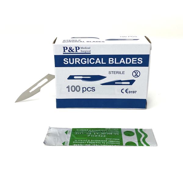 Disposable Surgical Scalpel Blades Sterile High Grade Carbon Steel 2.1% 10xx Individually Foil Wrapped Size 18 Box of 100