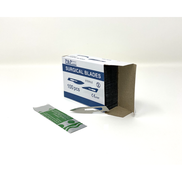 Disposable Surgical Scalpel Blades Sterile High Grade Carbon Steel 2.1% 10xx Individually Foil Wrapped Size 18 Box of 100