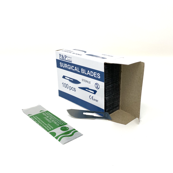 Disposable Surgical Scalpel Blades Sterile High Grade Carbon Steel 2.1% 10xx Individually Foil Wrapped Size 21 Box of 100