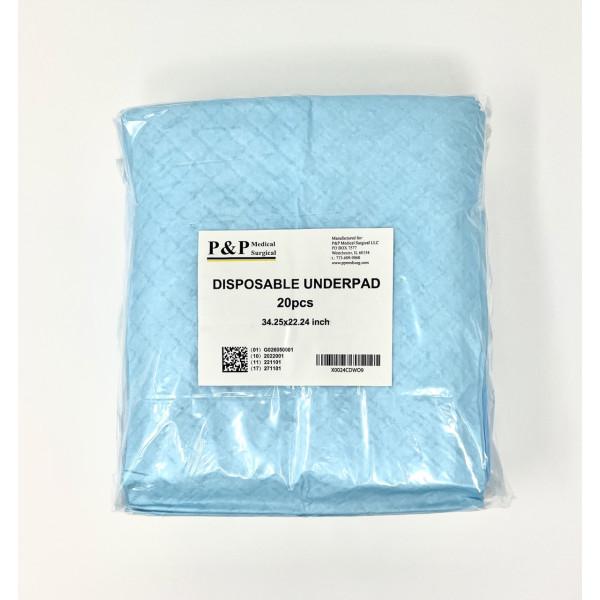 Disposable Underpads 34”x22” Incontinence Bed Covers Pads Pet Training Ultra Thick Super Absorbent & Waterproof Protection for Kids Infants Adults Elderly Baby Box of 20